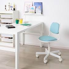 Orfjall Chaise De Bureau Enfant Blanc Vissle Bleu Vert Ikea Childrens Desk And Chair Kids Desk Chair Childrens Desk