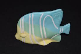 Ceramic Fish Figurine Tropical Fish Decor Fish Statuette Angelfish Blue And Yellow Fish Vintage Aquarium D Tropical Fish Decor Aquarium Decor Ceramic Fish