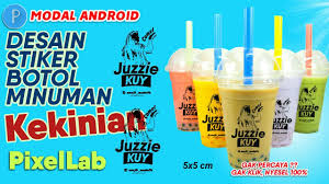 Lumayan kalau ada botol minuman bekas yang tidak terpakai bisa dibuat wadah pakan dan minuman lovebird. Tutorial Pixellab Lengkap Desain Stiker Botol Minuman Kekinian Di Android Mudah Youtube