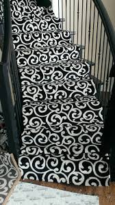Stair Beautiful Stair Design With Black White Cane Carpet Runner Combine With Black Treads And Handrail Also Stair Runner Carpet Beautiful Stairs Carpet Stairs