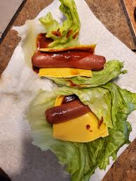 This site contains affiliate links from which we receive a compensation (like amazon for example). Best Friend S Healthier Lunch Hotdog Lettuce Wraps With Cheese Bbq Sauce Shittyfoodporn