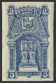 Imperforate Single Dominican Republic Scott 103 27 Feb 1899 Sarcophagus Of Columbus Santo Domingo Dominican Christopher Columbus Native Place Philately