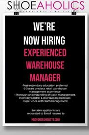 Posters and related information are updated each year on july 1st. Vacancy Experienced Warehouse Manager Job Vacancies Tt Facebook