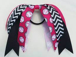 Hot Pink And Black Softball Hair Streamer By Burstingcocoonstudio Softball Hairstyles Hair Streamer Softball Bow