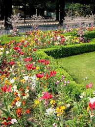 This garden uses tulips with a bright red and yellow draw alongside a number of violets to punctuate the tulips and provide depth. How To Create The Perfect Perennial Garden