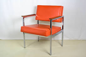 Steelcase Mid Century Modern Chrome Arm Chair Orange Etsy Chair Unusual Furniture Mid Century Modern Chair