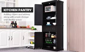 homcom 72inch wood kitchen pantry
