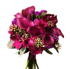 Compact posy sea holly, freesia ,spray roses and hypericum berries. Calla Lilies And Orchid Bridal Bouquet By Shoots And Blooms Of D C