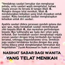 Wasiat Sabar Bagi Wanita Yang Telat Menikah Facebook