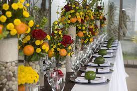 Photo Of The Day Yellow Red And Green Table Arrangement Green Table Wedding Theme Colors Table Arrangements