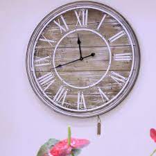 Vintage elegant shabby chic white rose script wall clock by. 80 Cm Large Vintage Wooden Shabby Chic Wall Clock Amazon De Kuche Haushalt