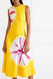 Black And Yellow Tie Dye Dress Pin By Mezidor On Colors Pantones Palettes In 2020 Denim Midi Dress Dresses Calvin Klein 205w39nyc