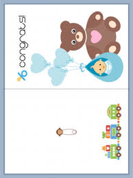 Using free, printable baby shower deco. Bear And Baby Congrats Card