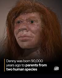 A girl was born to a Neanderthal mother and a Denisovan father over 90,000  years ago. Her name is “Denny”