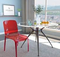 Leisuremod Stackable Plastic Dining Chair Modern Full Back Acrylic  Transparent Side Chair in Red MC20R