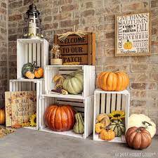 Give Your Outdoor Decor An Autumn Look With Diy Shelving And Gourds Fall Outdoor Decor Fall Front Porch Decor Fall Decor Diy