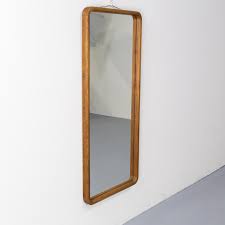 Round mirror wood frame for living room, buy wooden frame round mirror for perfect look. 70s Mirror With Oak Wooden Frame 122822