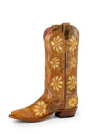 Ostrich print square toe cowboy boot. Flower Collection The Western Company