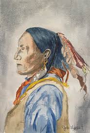 Blackbear Bosin, Kiowa/Comanche artist  https://en.wikipedia.org/wiki/Blackbear_Bosin born 1921 who died 1980  https://collections.gilcrease.org/object/02371 the first image is titled  'Winter Hunt' ... https://blackbearbosin.com/about-the-artist/ and ...