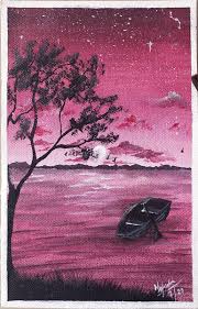 Painting a realistic sunset in acrylics. Pink Sunset Painting By Nafeesa Kulsum Saatchi Art