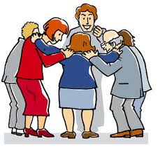Stock Illustration - Business people huddling together