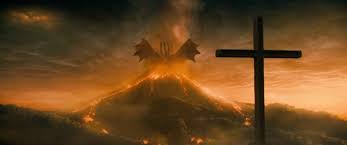 After the monster zero war, king ghidorah once more limped off into the cold depths of space, defeated by earth's monsters. In Godzilla King Of The Monsters What Is The Symbolism Behind The Scene Featuring King Ghidorah And The Cross Quora