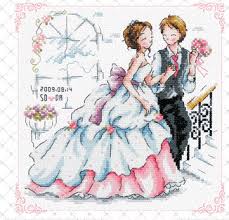 Cross stitch patterns bride and groom. Wedding Cross Stitch Pattern Bride And Groom Cross Stitch Pattern Couple Wedding Gown Wedding Dress Gift Wedding Sampler Counted
