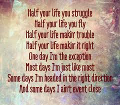 Explore 544 country music quotes by authors including bob newhart, garth brooks, and dolly parton at brainyquote. Half Your Life You Struggle Half Your Life You Fly Good Music Quotes Music Quotes Lyrics Country Song Lyrics