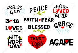 Coloring hand lettering faith, hope and love with cross and leaves. Set With Bible Verse Faith Hope Love Trust In The Lord Praise Royalty Free Cliparts Vectors And Stock Illustration Image 144216942