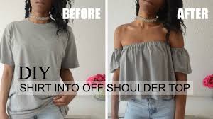 Diy Shirt Off The Shoulder Top Arcadiaattire Thrift Refashion Diy Video Refashion Clothes Clothing Hacks Diy Shirt