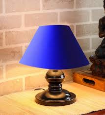 Aditya handicrafts wooden handmade table lamp with creative design, suitable for bedside, drawing, living room,lobby etc. Vrct Blue Shade And Beautiful Table Lamp For Bedroom And Drawing Room Vrct