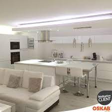 cuisine blanche sans poignee ipoma blanc brillant oskab cuisine tendance cuisine moderne sejour cuisine