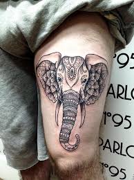 Geometric Elephant Thigh Tattoo Elephant Thigh Tattoo Elephant Tattoos Henna Elephant Tattoos