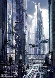 Don't be surprised if you find a control tower in the whole foods parking lot in the future. Flying Cars Over A Future City Street Futurecity Flyingcars Futuristic City Sci Fi Concept Art Cyberpunk City