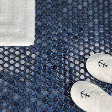 Navy Ceramic Circle Tile From Tile Bar Penny Tiles Bathroom Penny Tile Penny Round Tiles