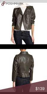 Bcbg Faux Leather Jacket Nwt Gorgeous Leather Jacket In Olive Green Color Asymmetric Front Zip Closu Leather Jacket Faux Leather Jackets Gorgeous Leather
