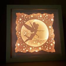 Think Happy Thoughts Tinkerbell And Peter Pan Inspired Light Up Shadow Box Will Be Sent Out After Christmas Shadow Box Shadow Box Art Shadow Light Box