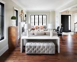 Image Result For Ottomans Under Console Table Black And White Living Room Living Room White Table Behind Couch