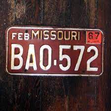 Vintage 1960s 1962 Missouri Car License Plate Maroon W Etsy Car License Plate Vintage Tools License Plate