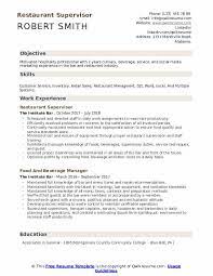 Restaurant Supervisor Resume Samples Qwikresume