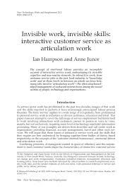 PDF) Invisible Work, Invisible Skills: Interactive Customer Service as  Articulation Work