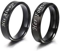 Amazon Com His Always Her Forever Ring Black Stainless Steel Promise Rings Anniversary Engagement Bridal Wedding Black Rings Promise Rings Mens Wedding Bands