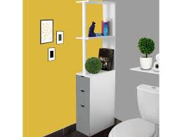 Songmics meuble wc, étagère dessus toilettes, support de rangement en bambou à 3 niveaux, organisateur salle. Meuble Wc Etagere Willy Bois 3 Portes Blanc Et Gris Gain De Place Pour Toilettes Vente De Id Market Conforama