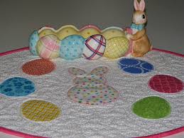 Quilted Easter Table Topper Appliqued Easter Bunny And Eggs Table Mat Reversible Pastel Rainbow Oval Table Runner 19 25 X16 75 In 2020 Table Toppers Quilted Table Toppers Easter Table Decorations