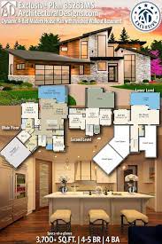 Plan 85283ms Dynamic 4 Bed Modern House Plan With Finished Walkout Basement Modern House Modern House Plans House Plans
