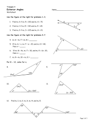 Exterior angle theorem worksheet model how to find a missing exterior angle with this eighth grade geometry exterior angle theorem worksheet. Exterior Angle Theorem Triangle Angle