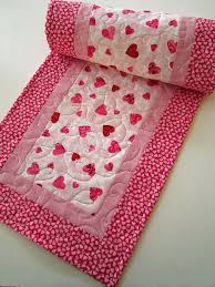Simple Table Runner Using Heart Fabric Quilted Handmade Table Runner Valentine By Patchworkmounta Valentine Table Runner Handmade Table Runner Handmade Table