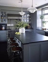 Medium Grey Cabinets Black Counter Probably Too Much Grey I Wouldn 39 T Grey Kitchen Designs Black Countertops Dark Grey Kitchen Cabinets