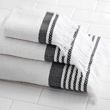 Black And White Hand Towels With Tassels Pin On Guest Bathroom