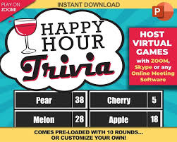 Virtual Happy Hour Trivia Game Download Play On Zoom Pc Etsy Virtual Games Make Your Own Game Trivia Games